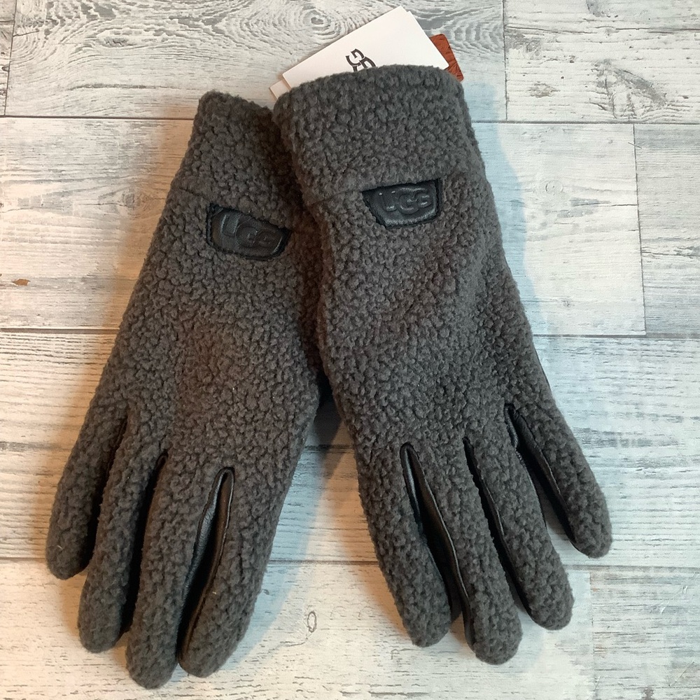 UGG Men's XL Polartec Sherpa Gloves With Leather Palm